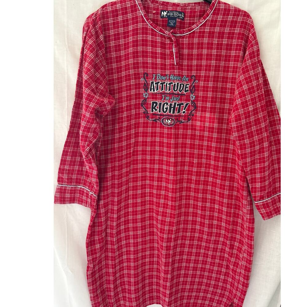 Big Dogs Vintage 90s Flannel Embroidered Nightgown L/XL